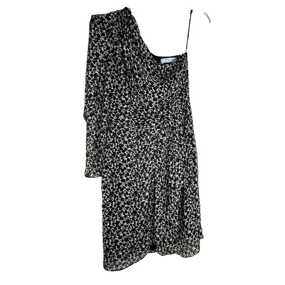IRO One Shoulder Asymmetrical Dress Size US 4/ F 36 Silk Mini Black Morello - Picture 6 of 12